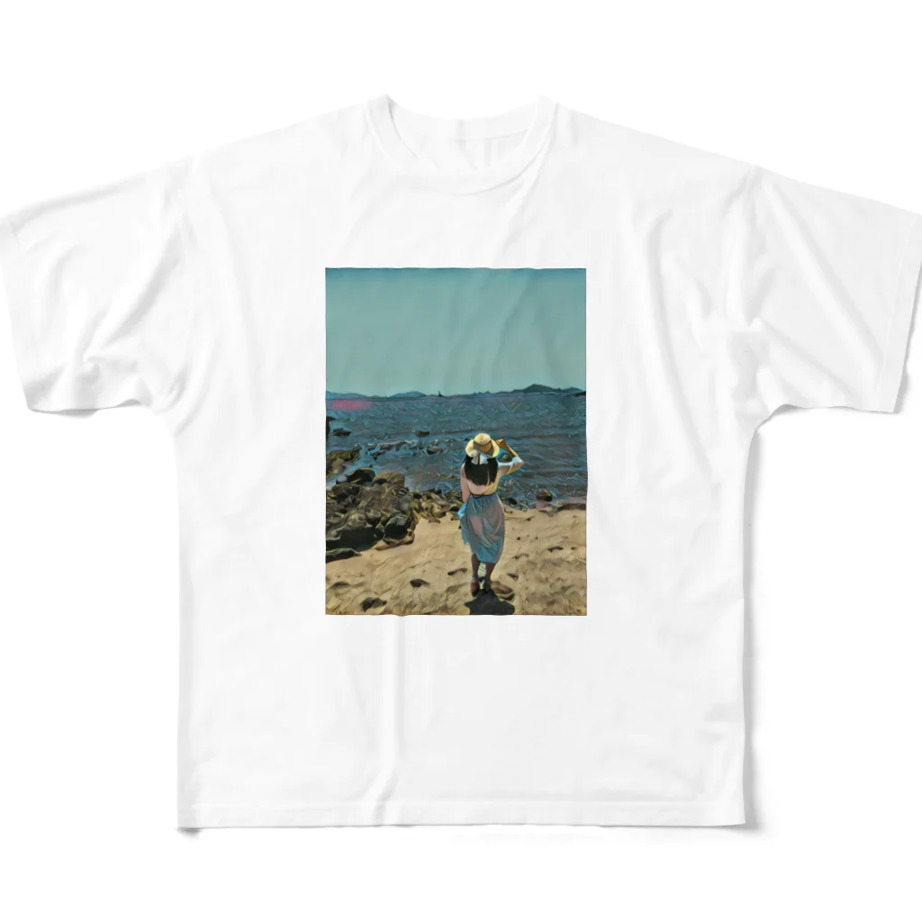 simple_NのSea girl All-Over Print T-Shirt