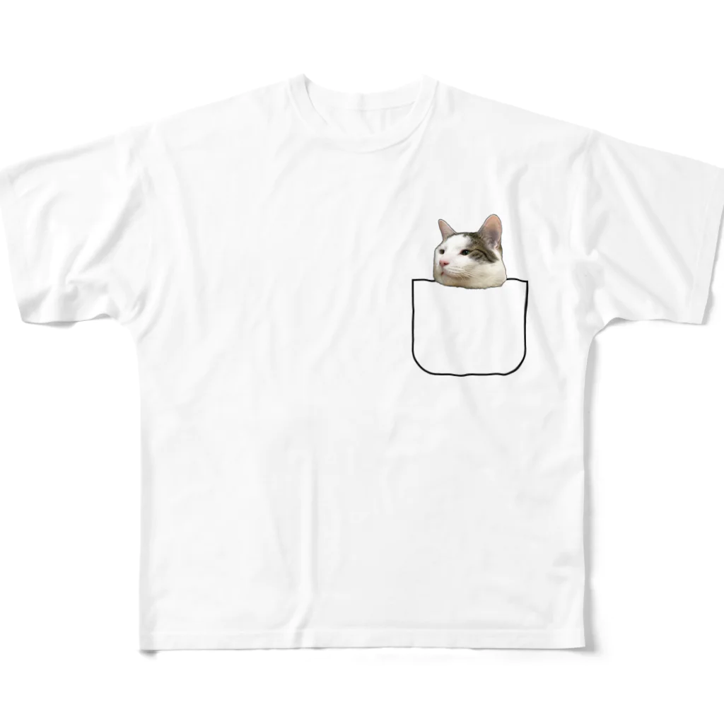 アトリエかののポケットに入る猫 All-Over Print T-Shirt