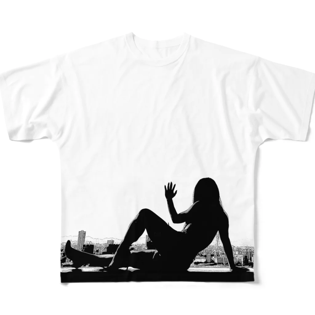 うの UNOの窓際のうの（白黒） All-Over Print T-Shirt