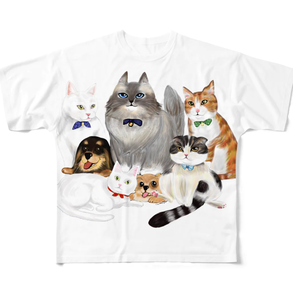 WataMayuroom☆の保護猫喫茶要にゃんこ亭オールスターズ☆ All-Over Print T-Shirt