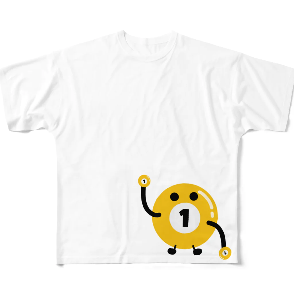 PaP➡︎Poco.a.Pocoのビリヤードのビリちゃん フルグラフィックTシャツ