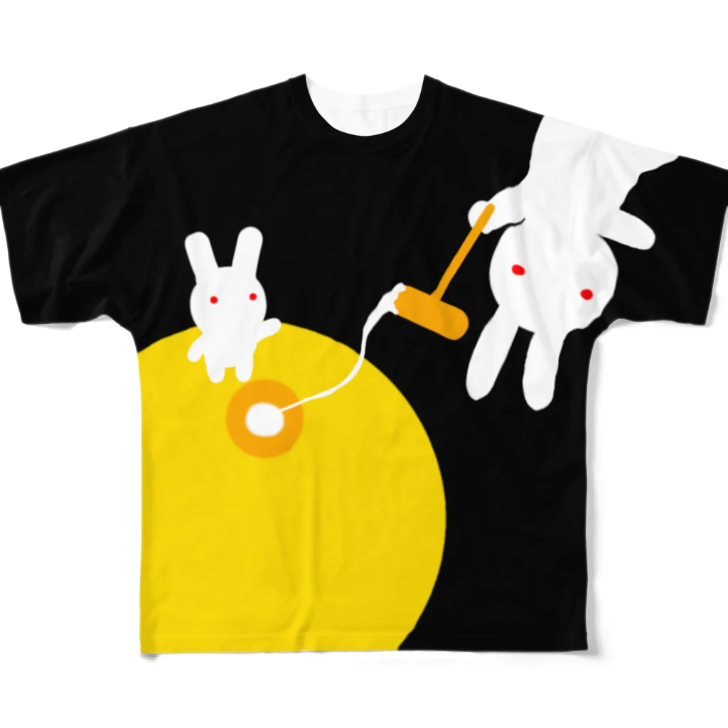 ほぼ動物園のお月見うさぎ All-Over Print T-Shirt