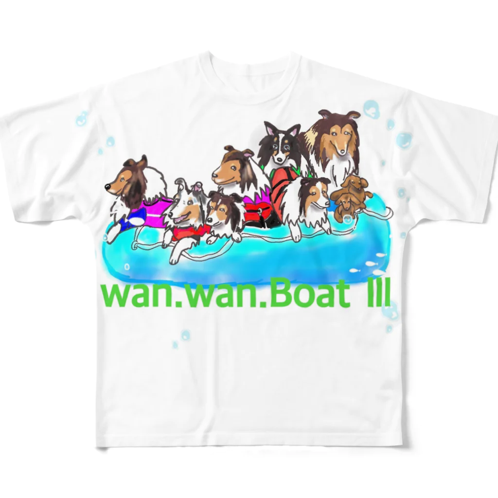 malasmamaのわんわん ボート Ⅲ フルグラフィックTシャツ