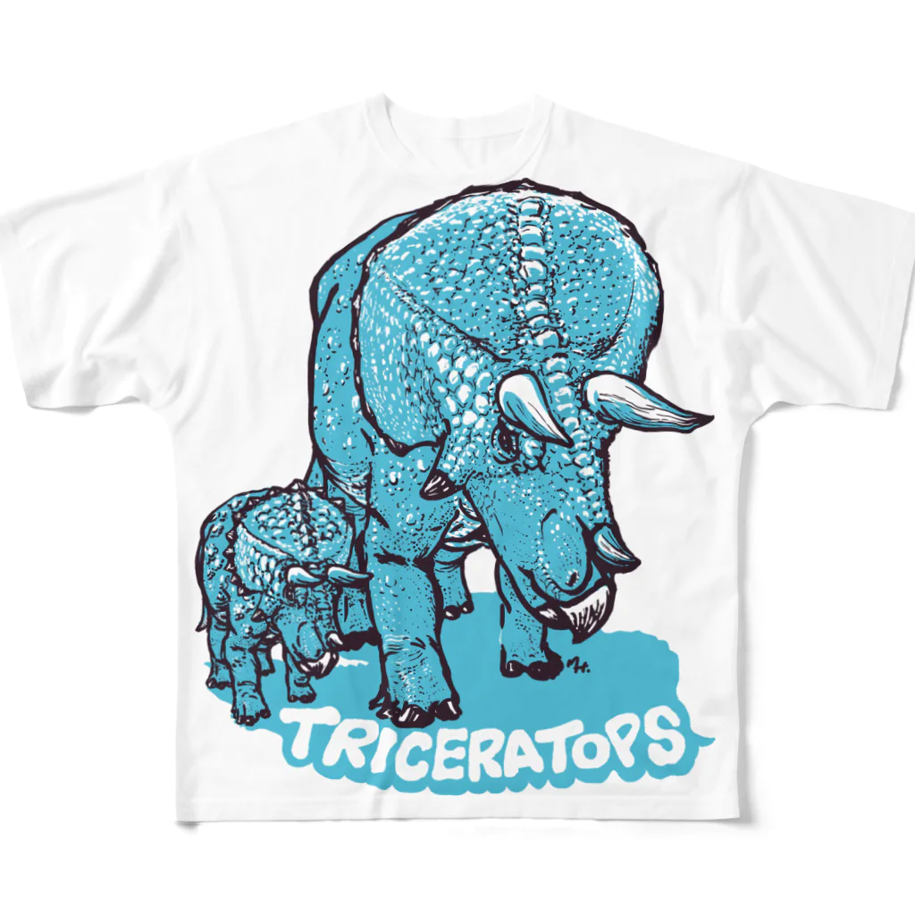 segasworksのTRICERATOPS（成体と幼体） All-Over Print T-Shirt