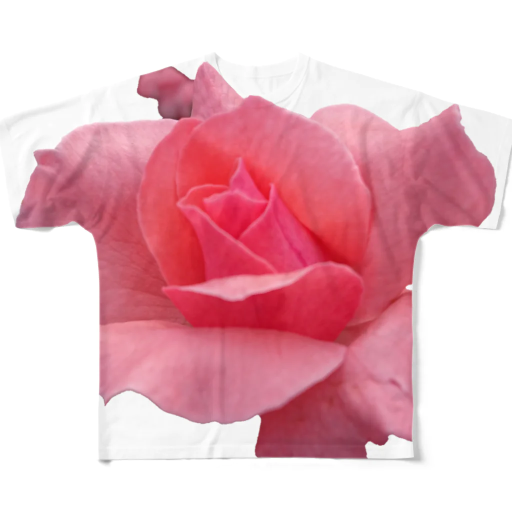 でおきしりぼ子の実験室のThe Rose (Half-blooming) フルグラフィックTシャツ