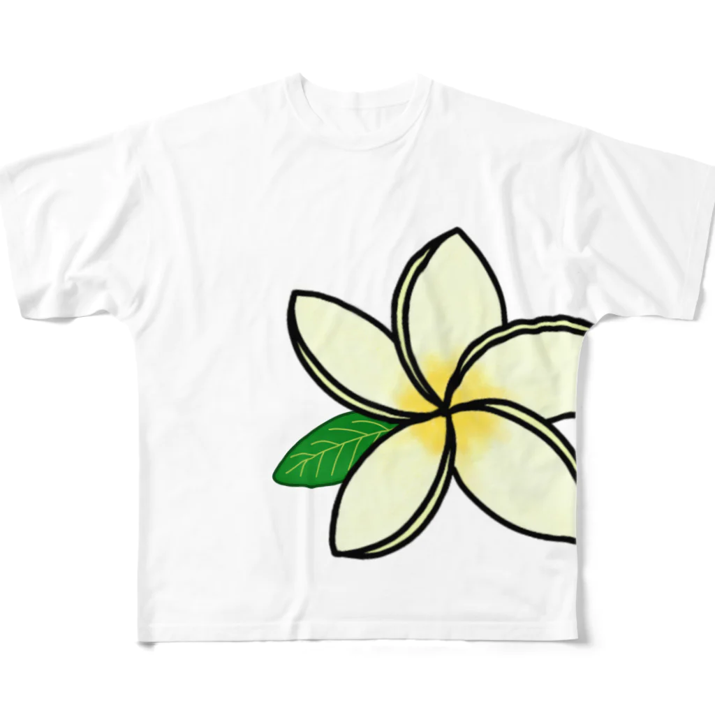 Okiwaiiのプルメリア三姉妹 フルグラフィックTシャツ