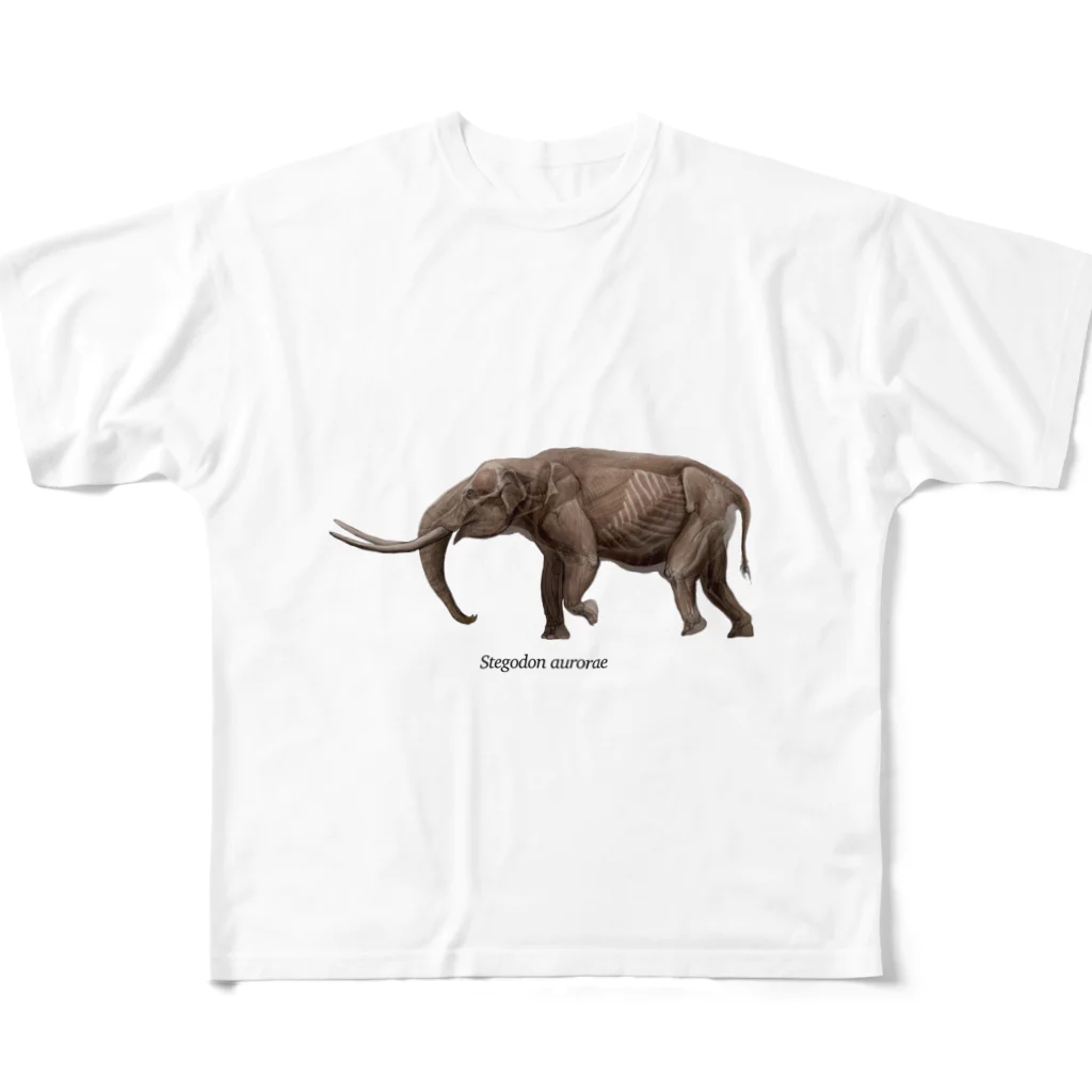 府高の透けてるアケボノゾウ（Stegodon aurorae） フルグラフィックTシャツ