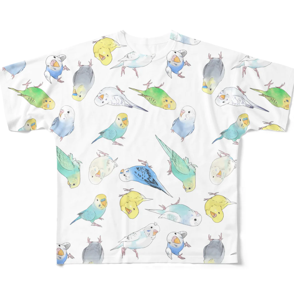 まめるりはことりのめっちゃセキセイインコちゃん【まめるりはことり】 フルグラフィックTシャツ