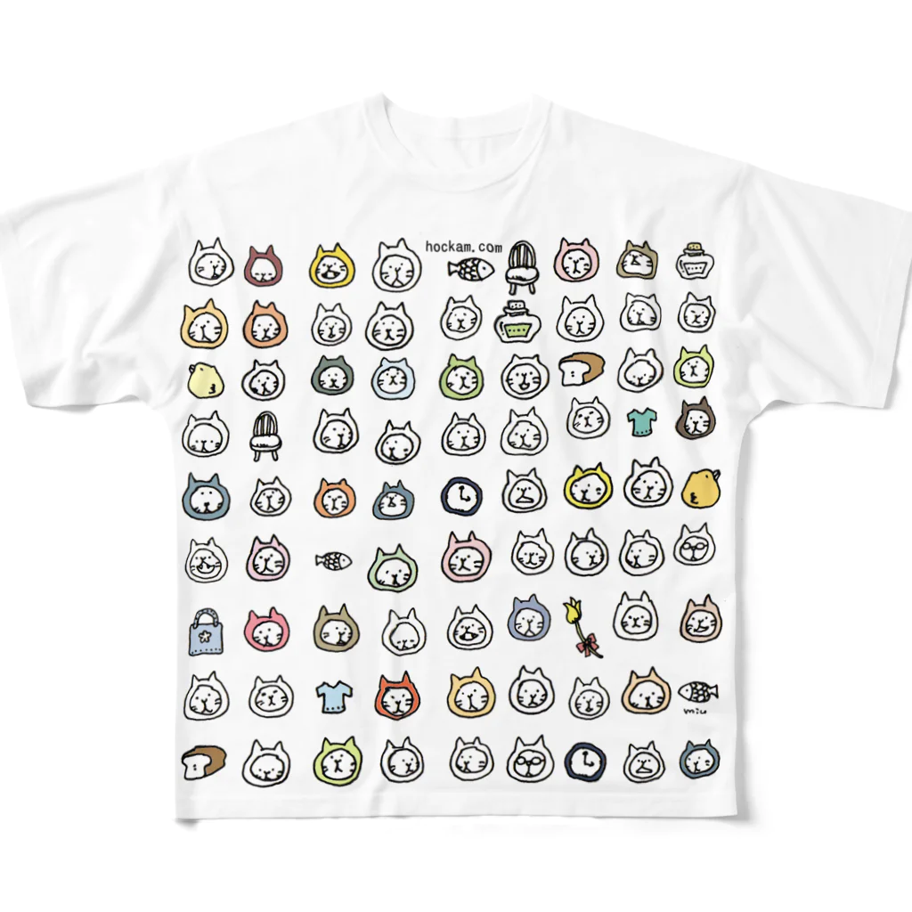 ほっかむねこ屋（アトリエほっかむ）のほっかむねこず All-Over Print T-Shirt