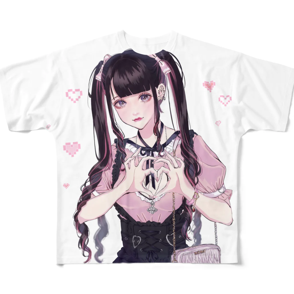 ʚ蚕ちゃんɞ  のずっきゅん フルグラフィックTシャツ