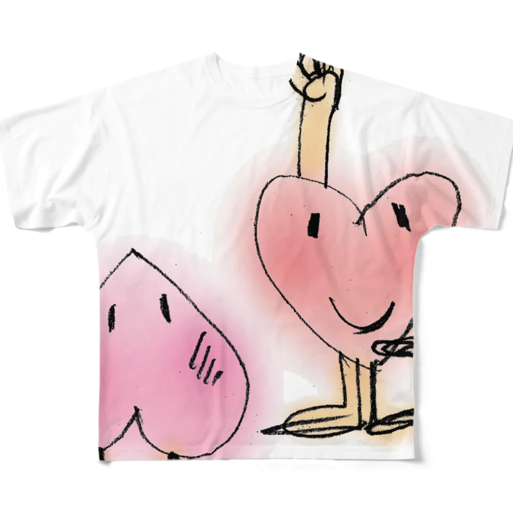 Chica Madera (チカ・マデーラ：小さな木)のpeach&heart All-Over Print T-Shirt