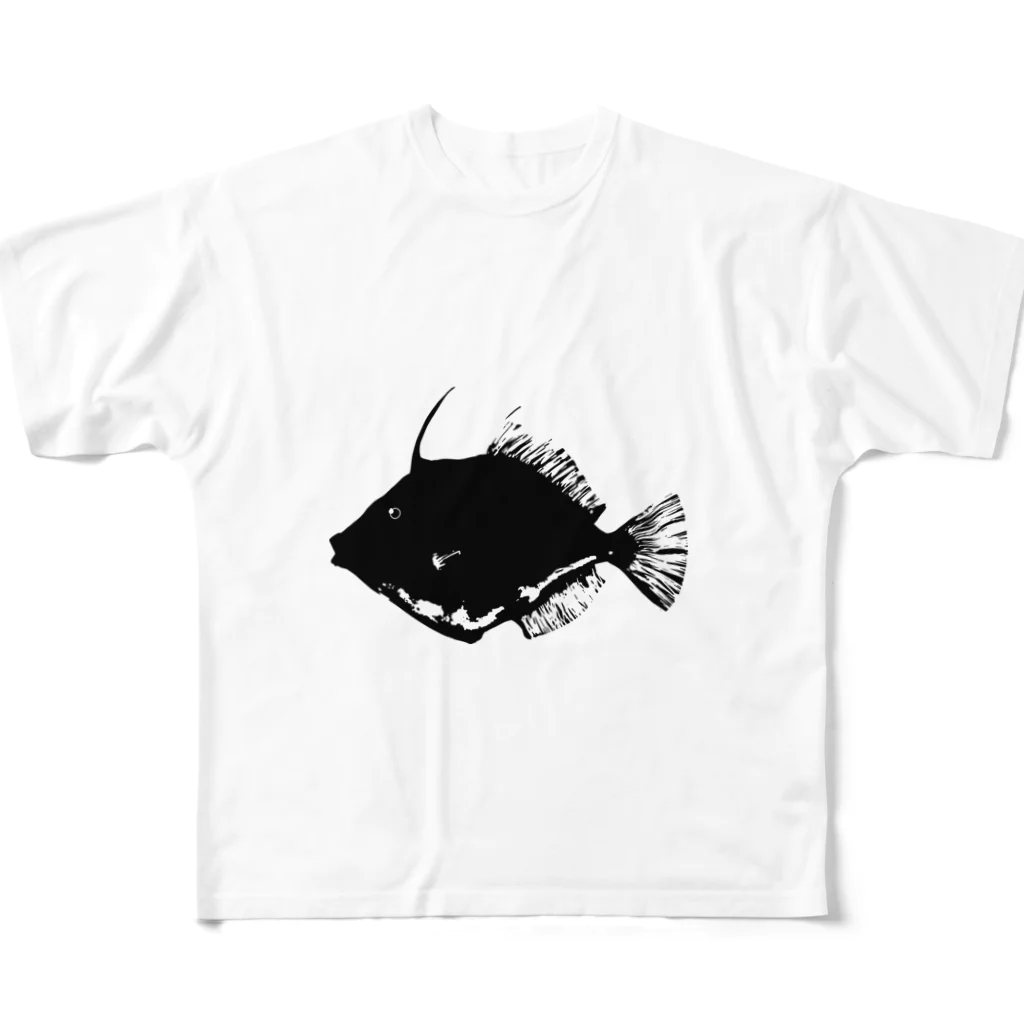 chicodeza by suzuriのカワハギの魚拓 All-Over Print T-Shirt