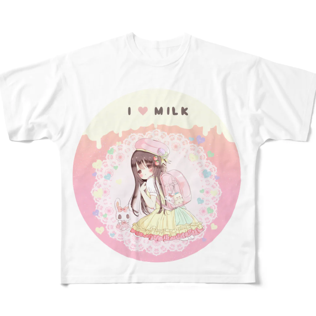 椎名めろん[melomelon]のパステル小学生風コーデ♡みるくちゃん All-Over Print T-Shirt