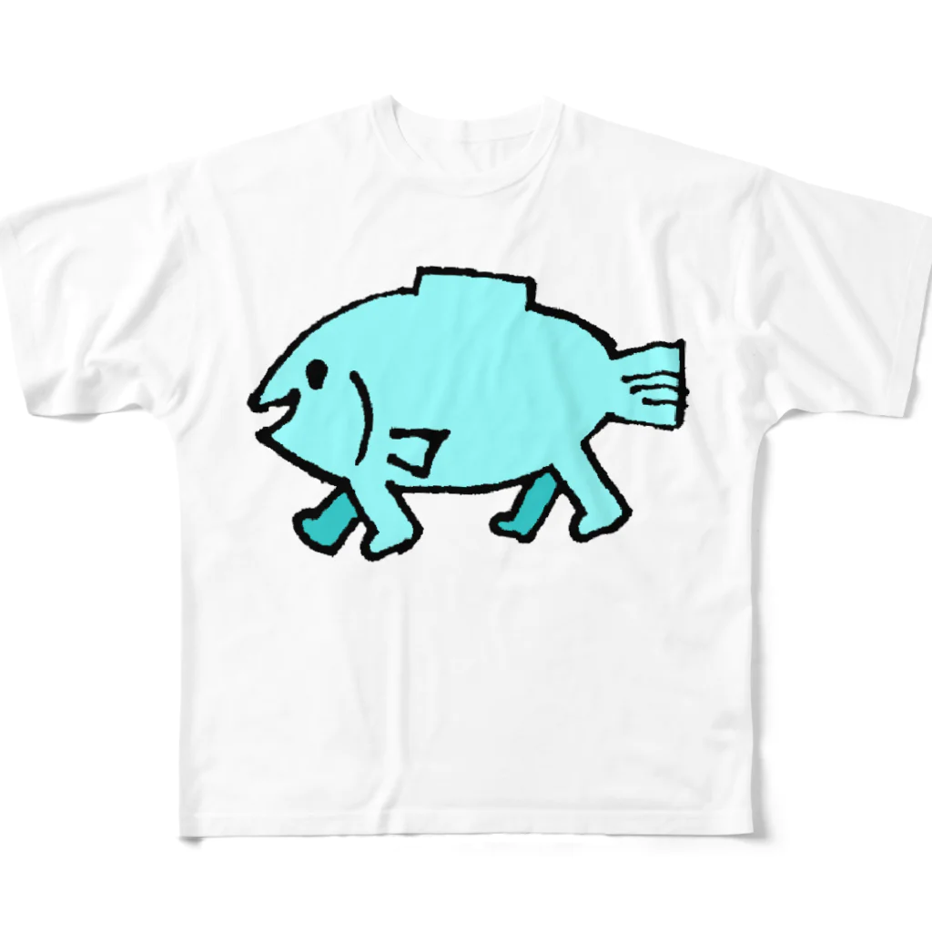 リトルおろかの歩く魚 フルグラフィックTシャツ