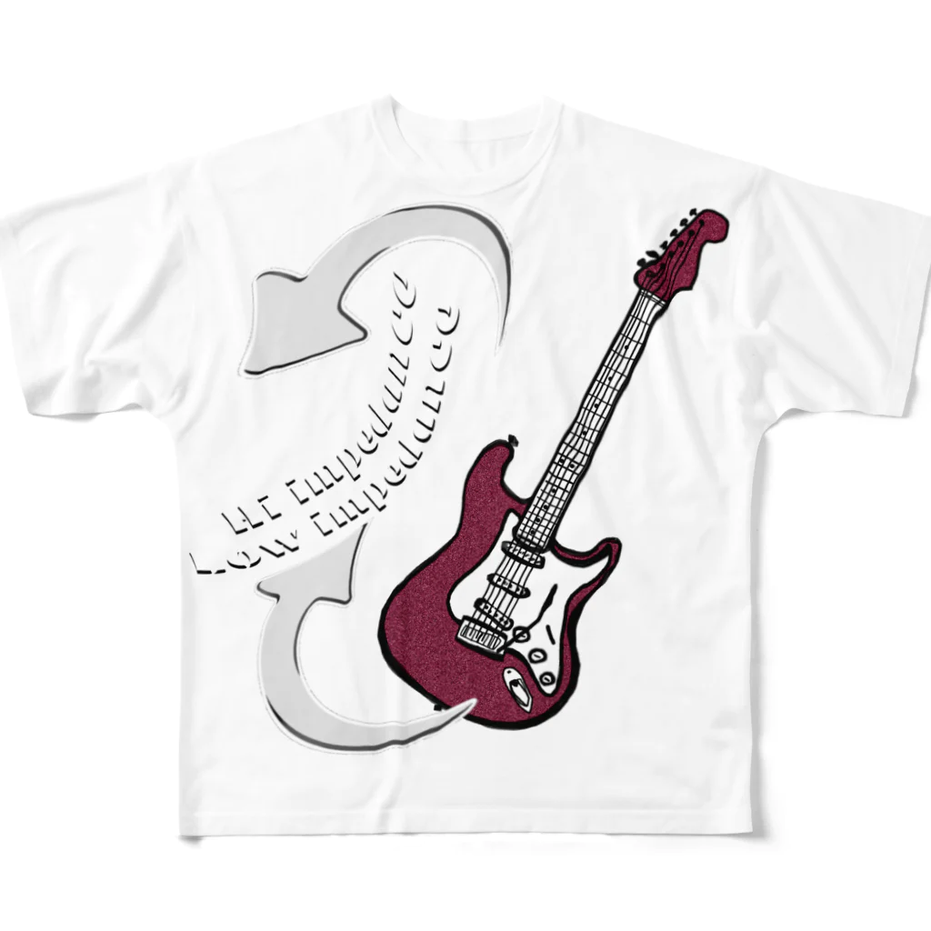 nanairo-factoryのHi Low imp 赤 フルグラフィックTシャツ