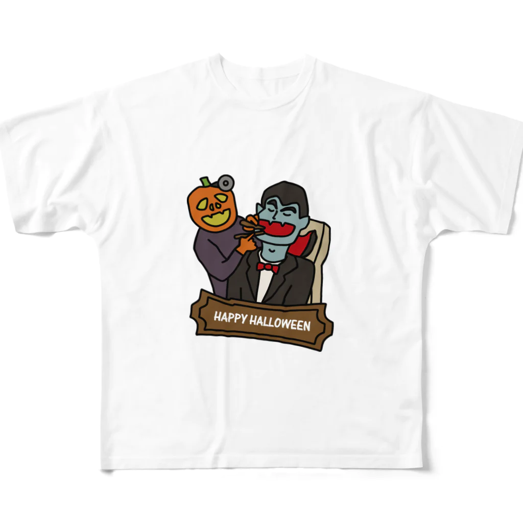 Hiharuのハロウィンの為に歯の治療も欠かさないドラキュラ フルグラフィックTシャツ