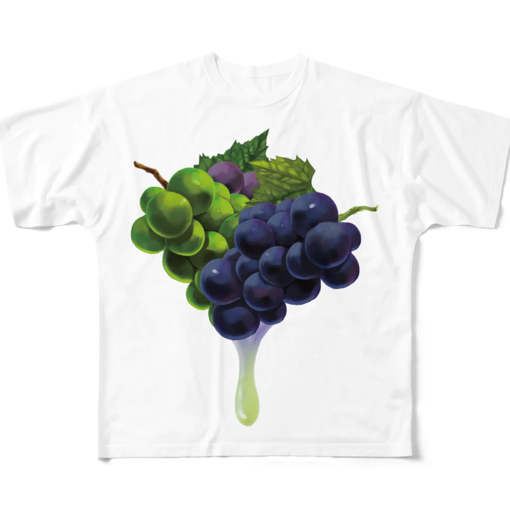 カワウソとフルーツの【forseasons】グレープ フルグラフィックTシャツ