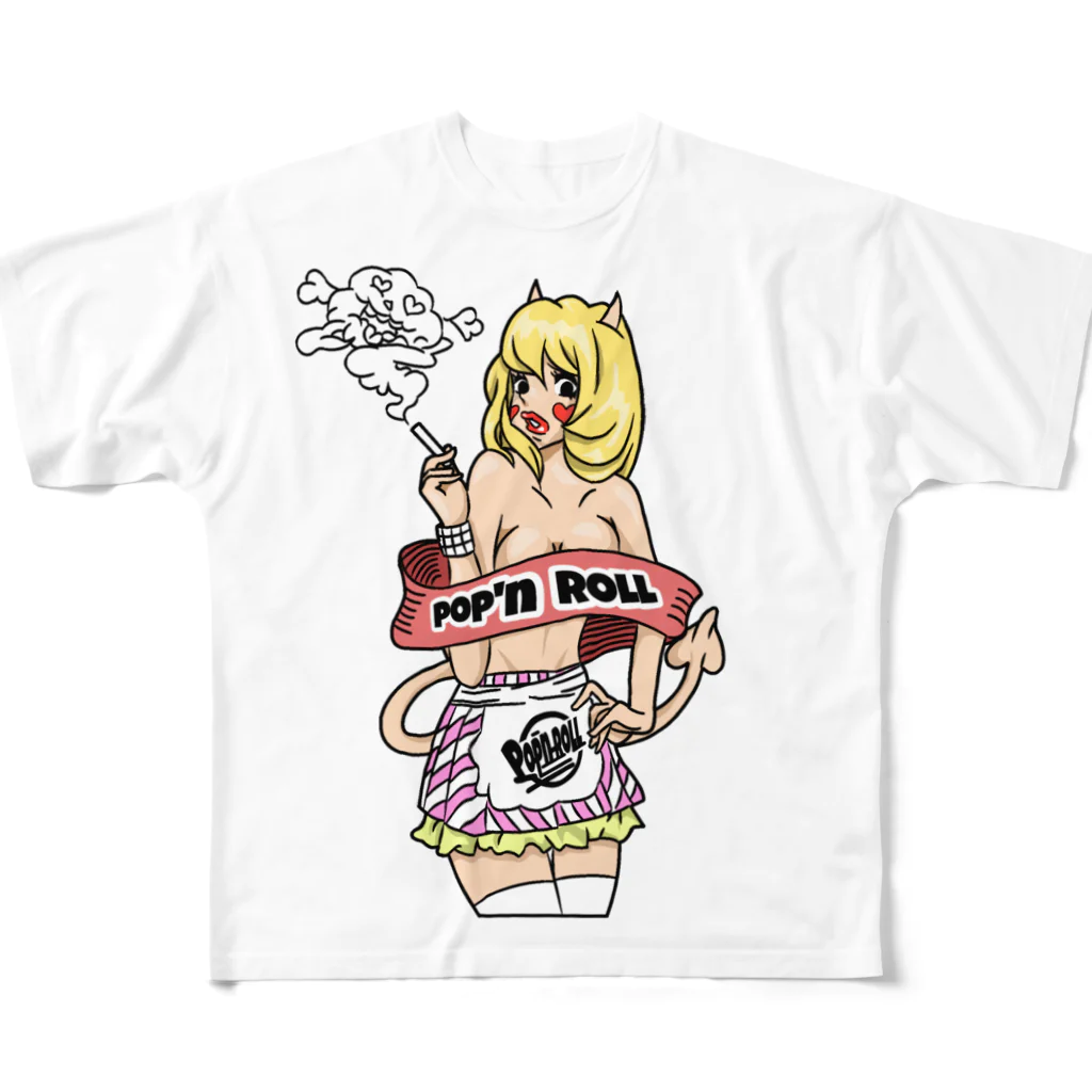 POP'N ROLLのpop'n pinupgirl01 フルグラフィックTシャツ