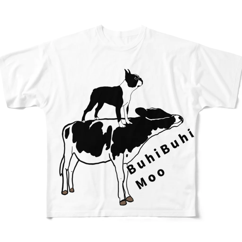 BuhiBuhiBooのブヒブヒムー フルグラフィックTシャツ