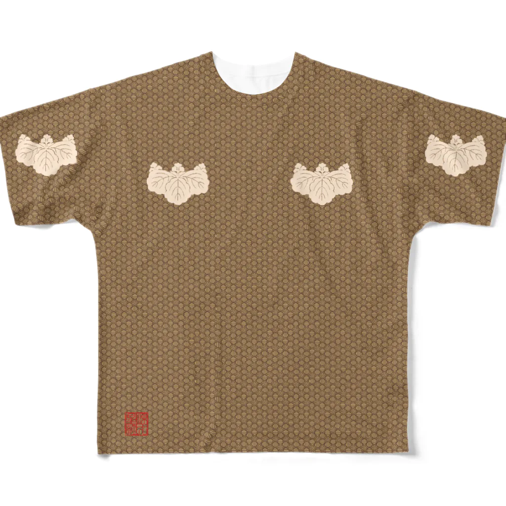 Rigelの小文地桐紋付韋胴服柄 フルグラフィックTシャツ
