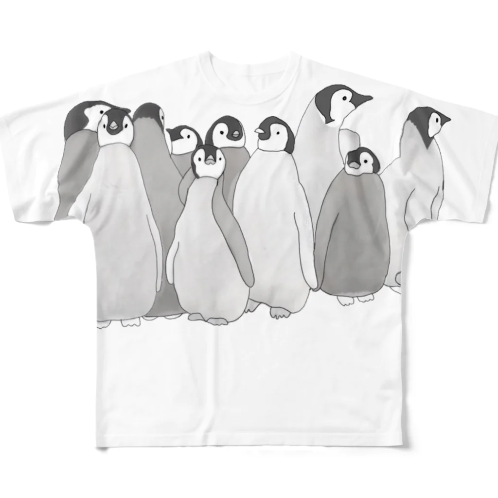 masumi maedaの寄り添うペンギン　 フルグラフィックTシャツ