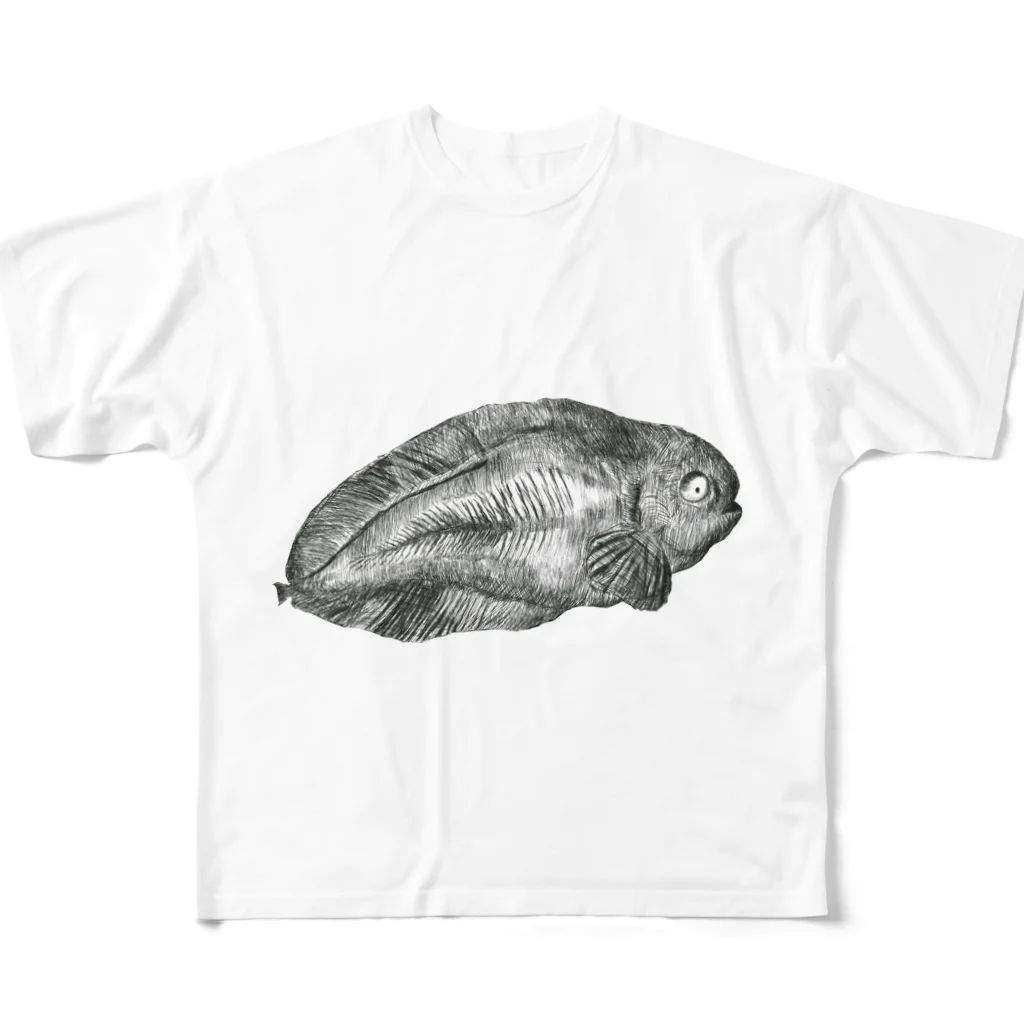 🔵  魚食不可人(さかなくえんちゅ)  🔵のサケビクちゃん２ フルグラフィックTシャツ