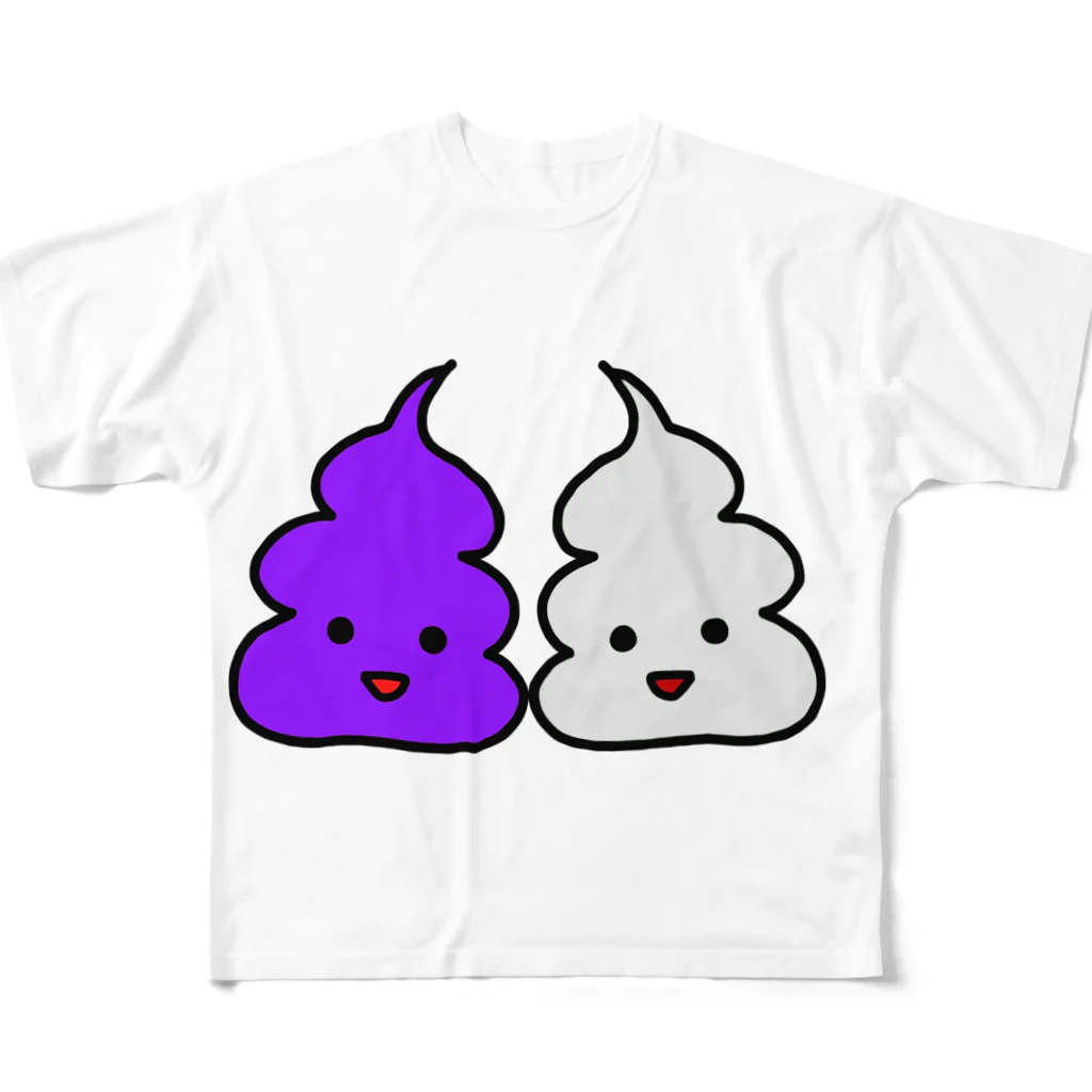 KブラザーズのLove or Poop うんちちゃん フルグラフィックTシャツ