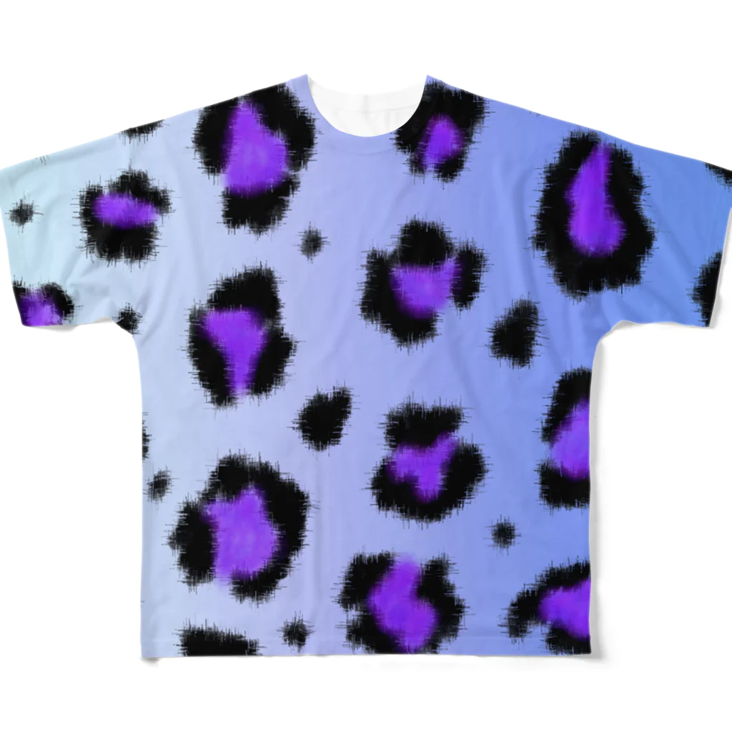 ЯMMRのBlue leopard フルグラフィックTシャツ