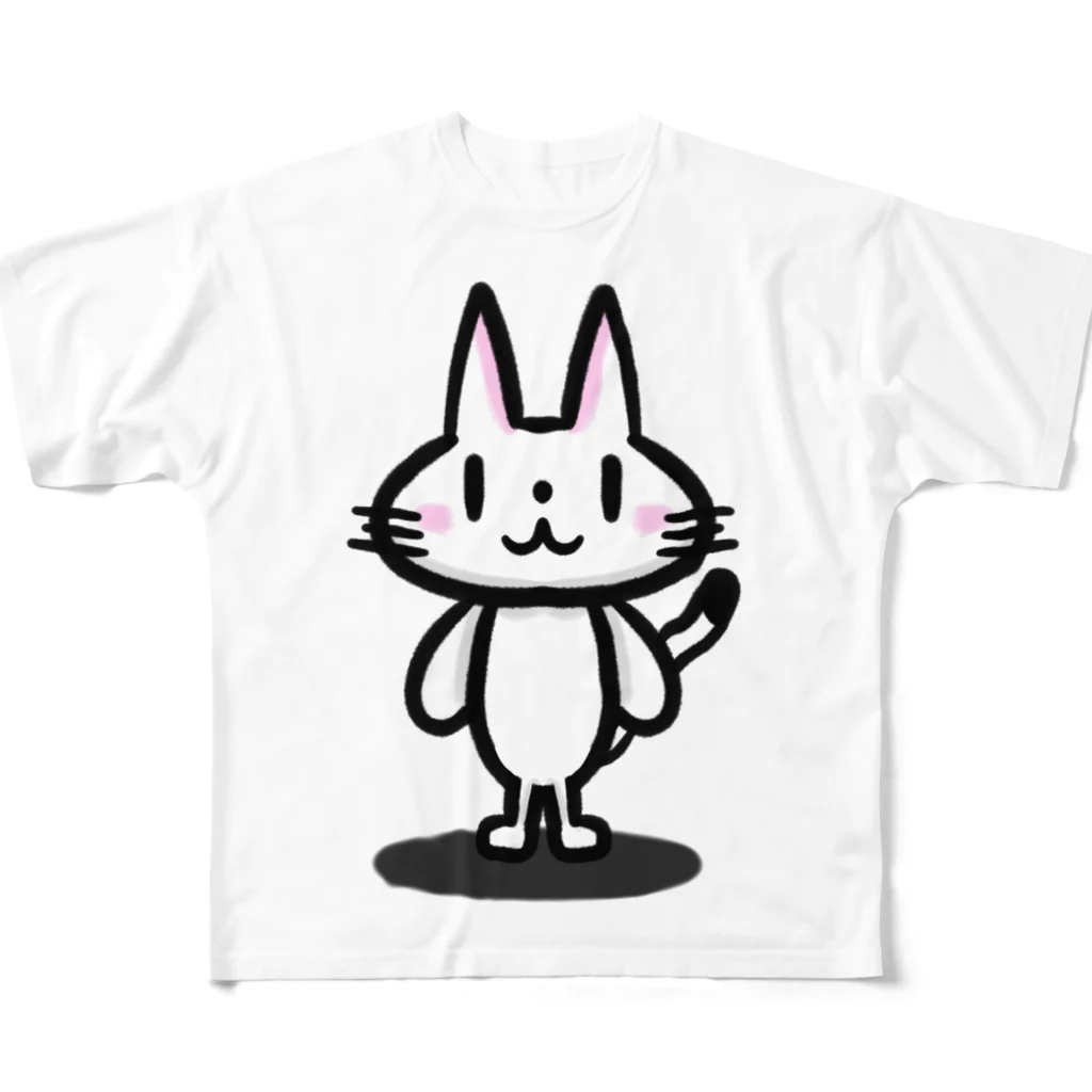 ここなつ55のゆるねこシンプル フルグラフィックTシャツ