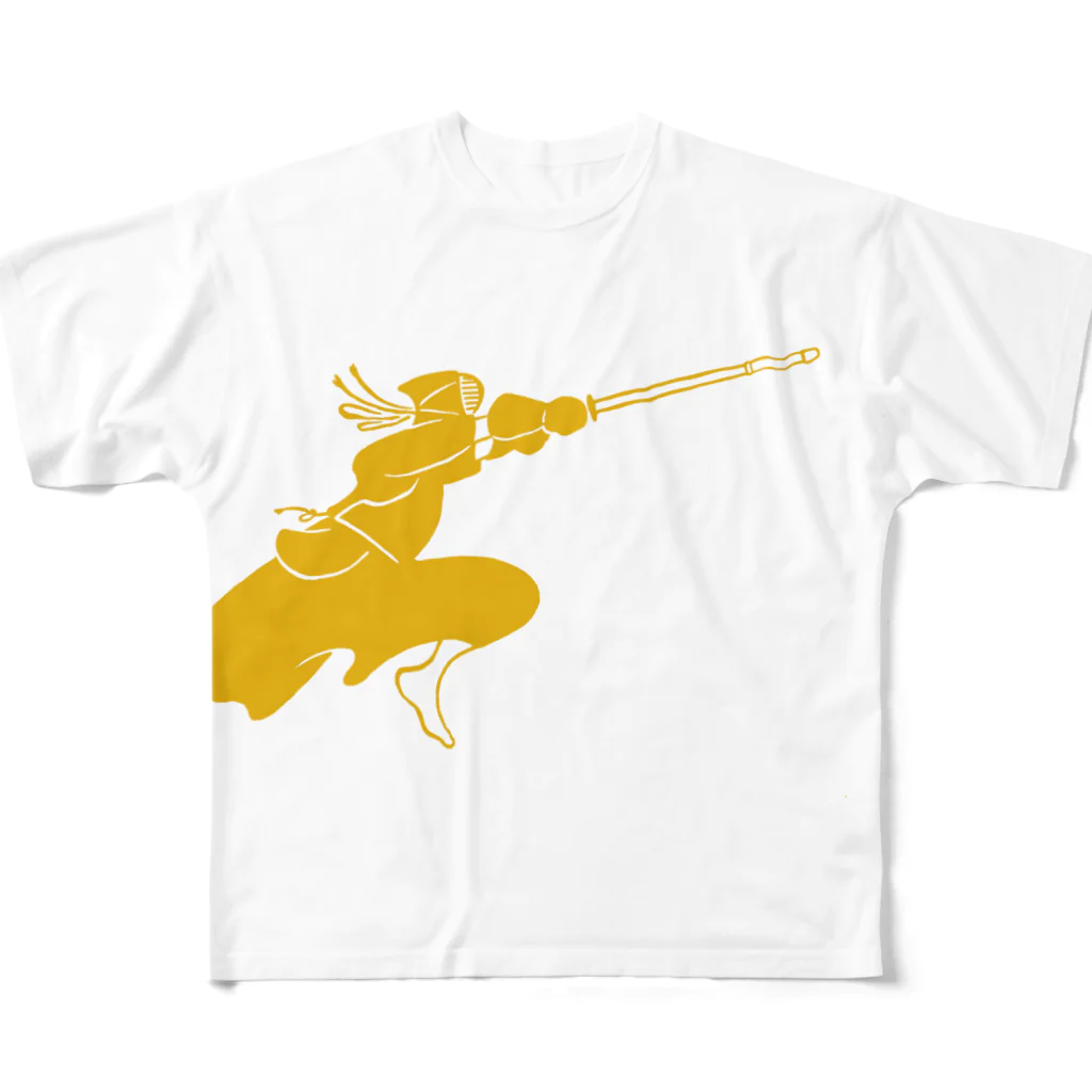 伊勢守 isenokami  剣道 x 日常  kendo inspired.のLife with Kendo (men gold) All-Over Print T-Shirt