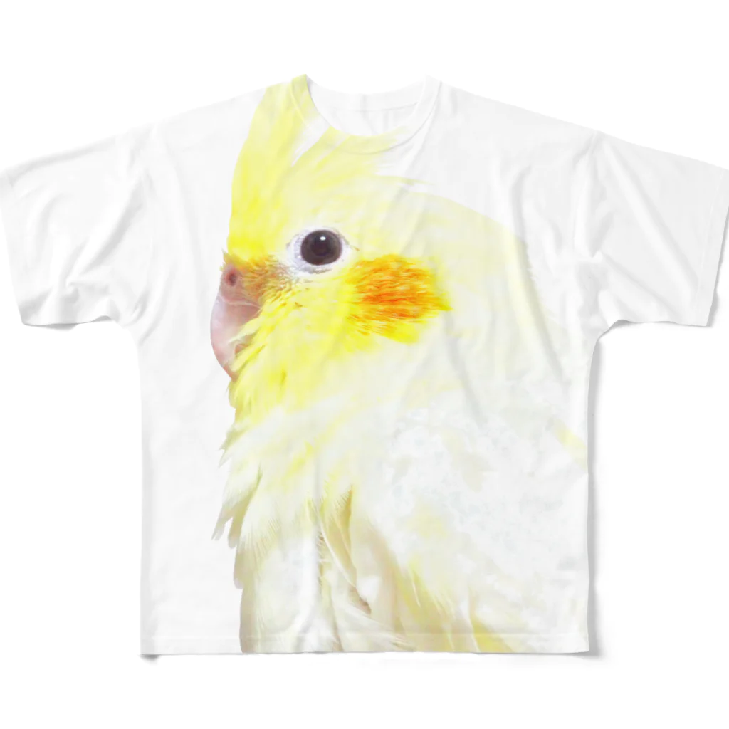 うめだのグッズショップのオカメインコ フルグラフィックTシャツ