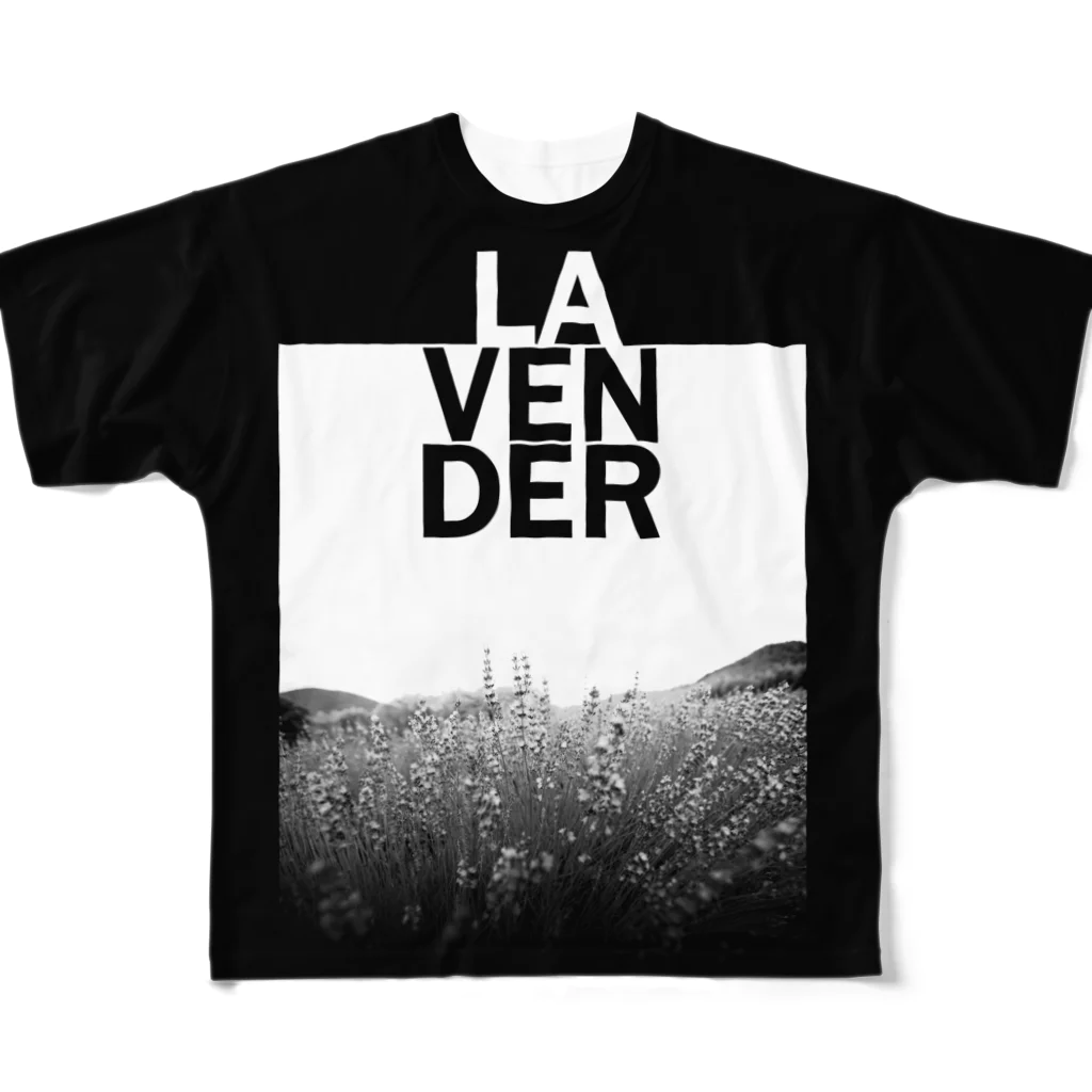 TAKUYA DESIGN WORKSのLAVENDER フルグラフィックTシャツ