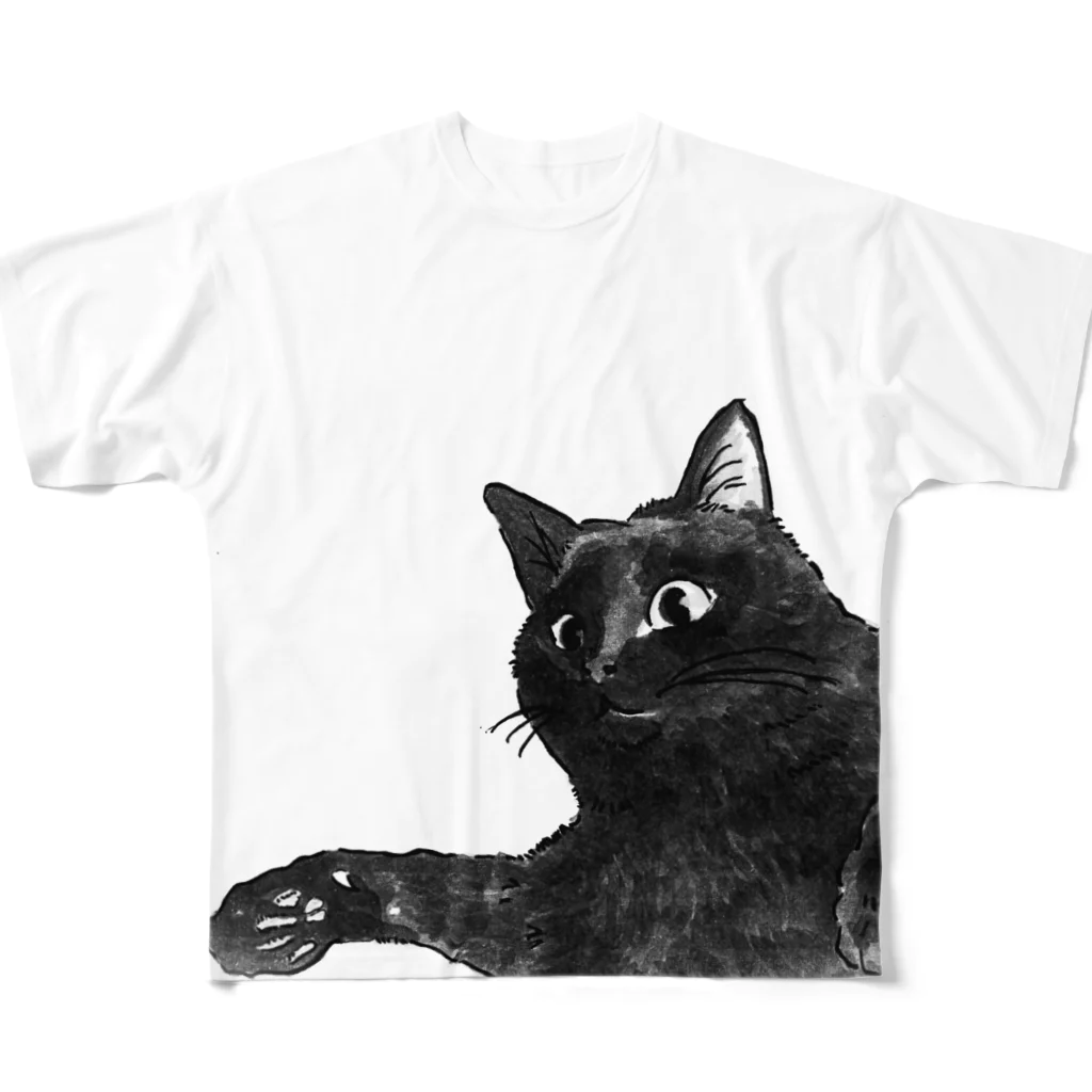 やまねくんのくろねこ  少しリアル All-Over Print T-Shirt