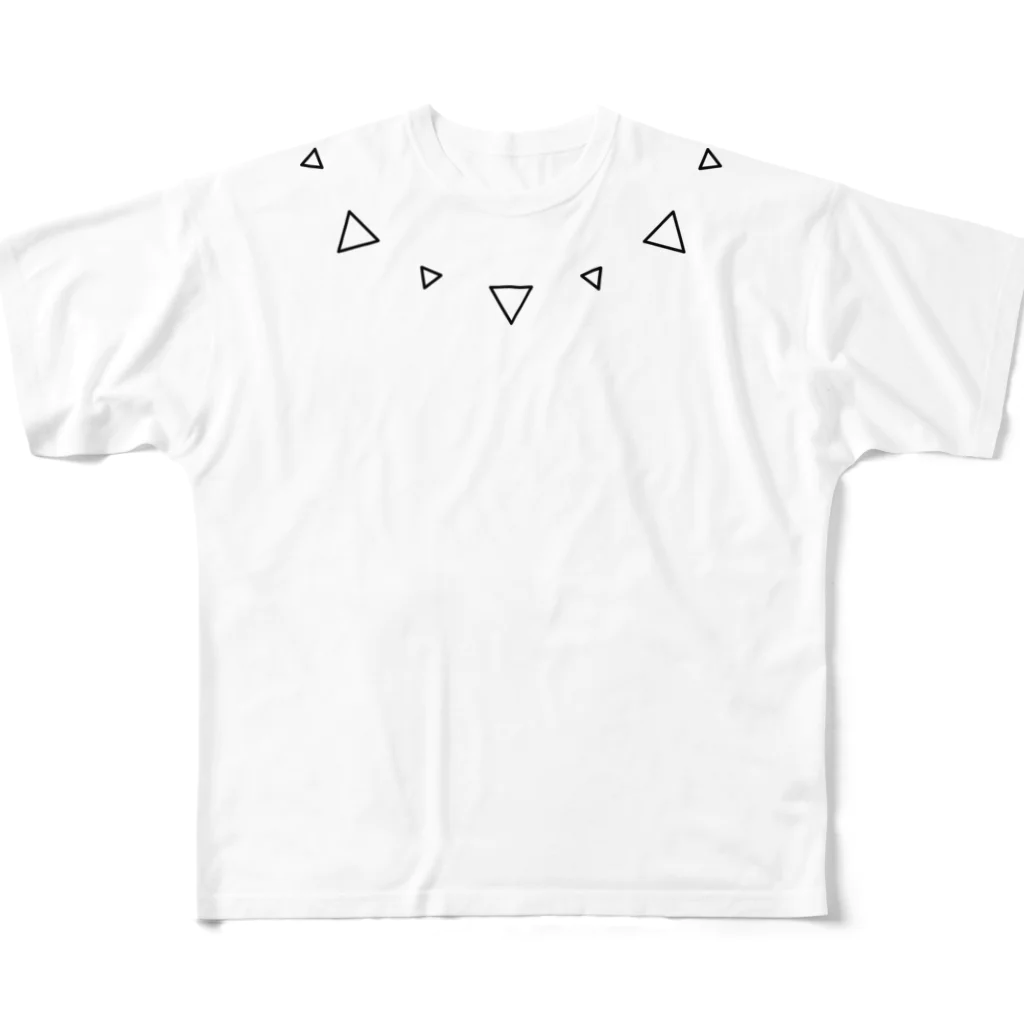 SANKAKU DESIGN STOREのつれづれサンカク。 黒 All-Over Print T-Shirt