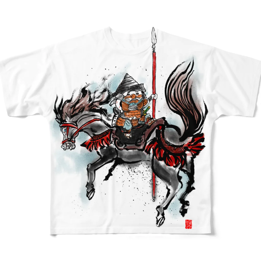 ふくふく商店のゆる戦国武将「前田慶次」 All-Over Print T-Shirt