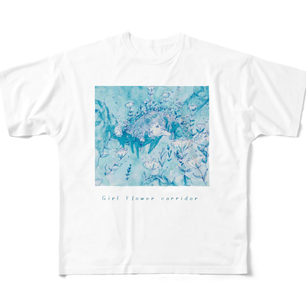 Haonnの『 Girl Flower corridor』 フルグラフィックTシャツ