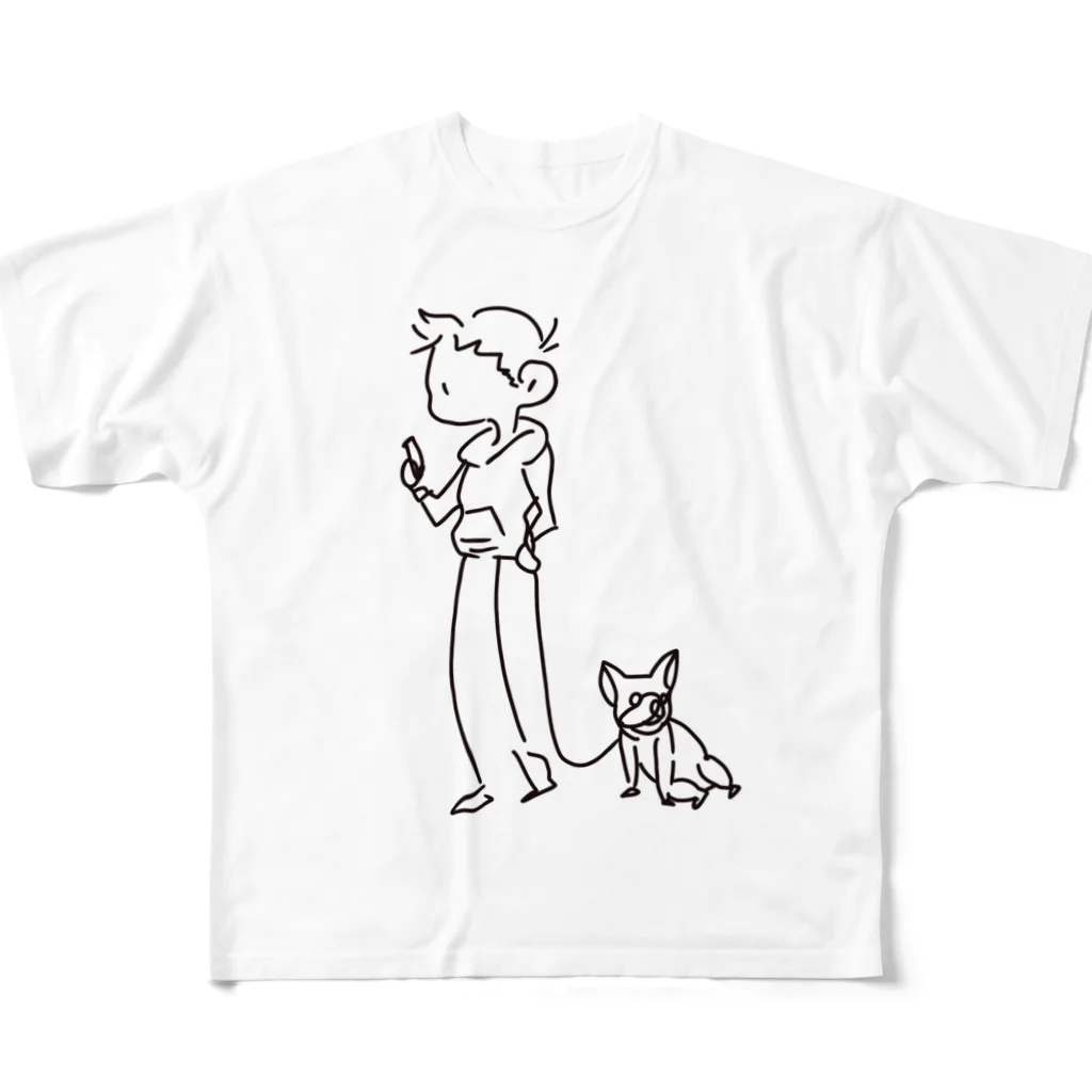 Boston ShopのDog-walking細 All-Over Print T-Shirt