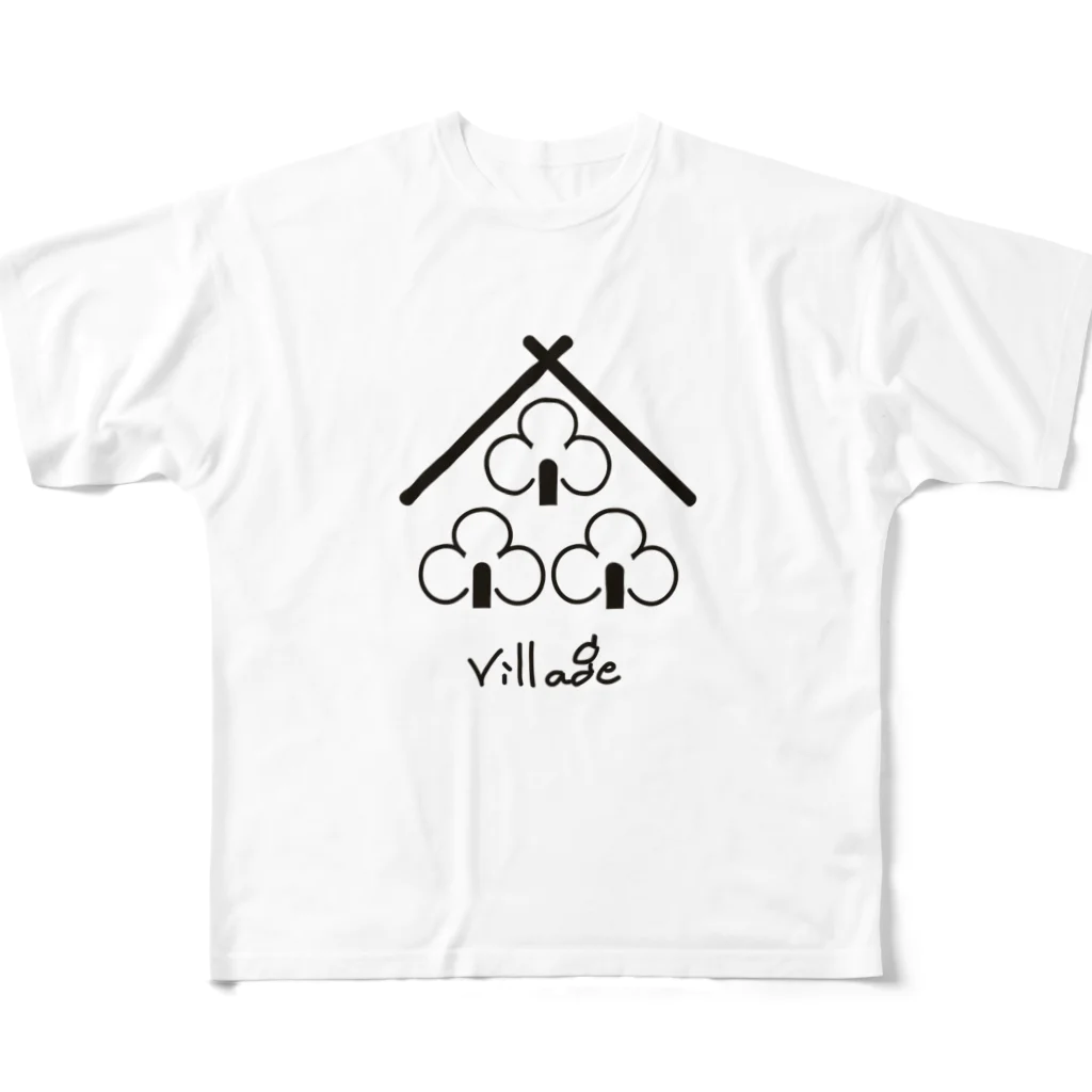 みむら屋の3village フルグラフィックTシャツ