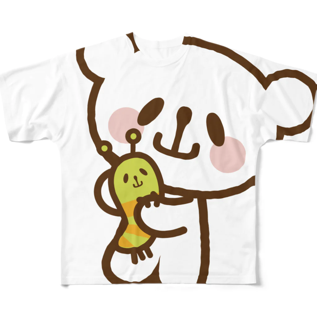 おやまくまオフィシャルWEBSHOP:SUZURI店のなかよしおやまくまとおやまむし All-Over Print T-Shirt