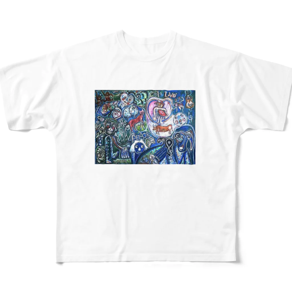 KariyushiYoronのLove&Peace All-Over Print T-Shirt