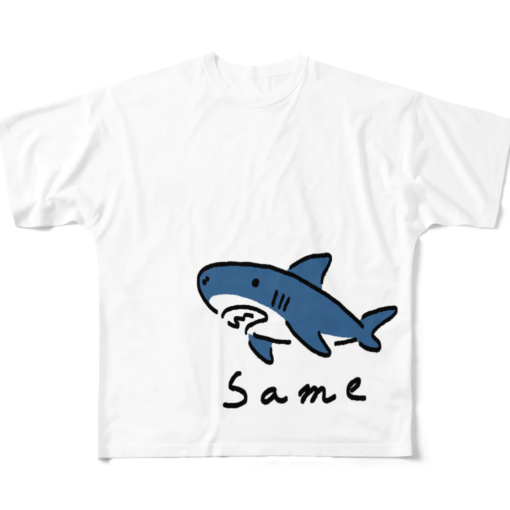 サメ わりとおもいのシンプルなSame　色付き All-Over Print T-Shirt