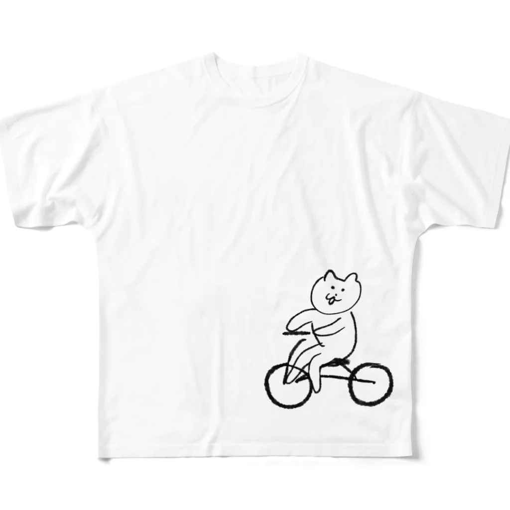 けちゃっぷごはんのお店のサイクリングねこ フルグラフィックTシャツ