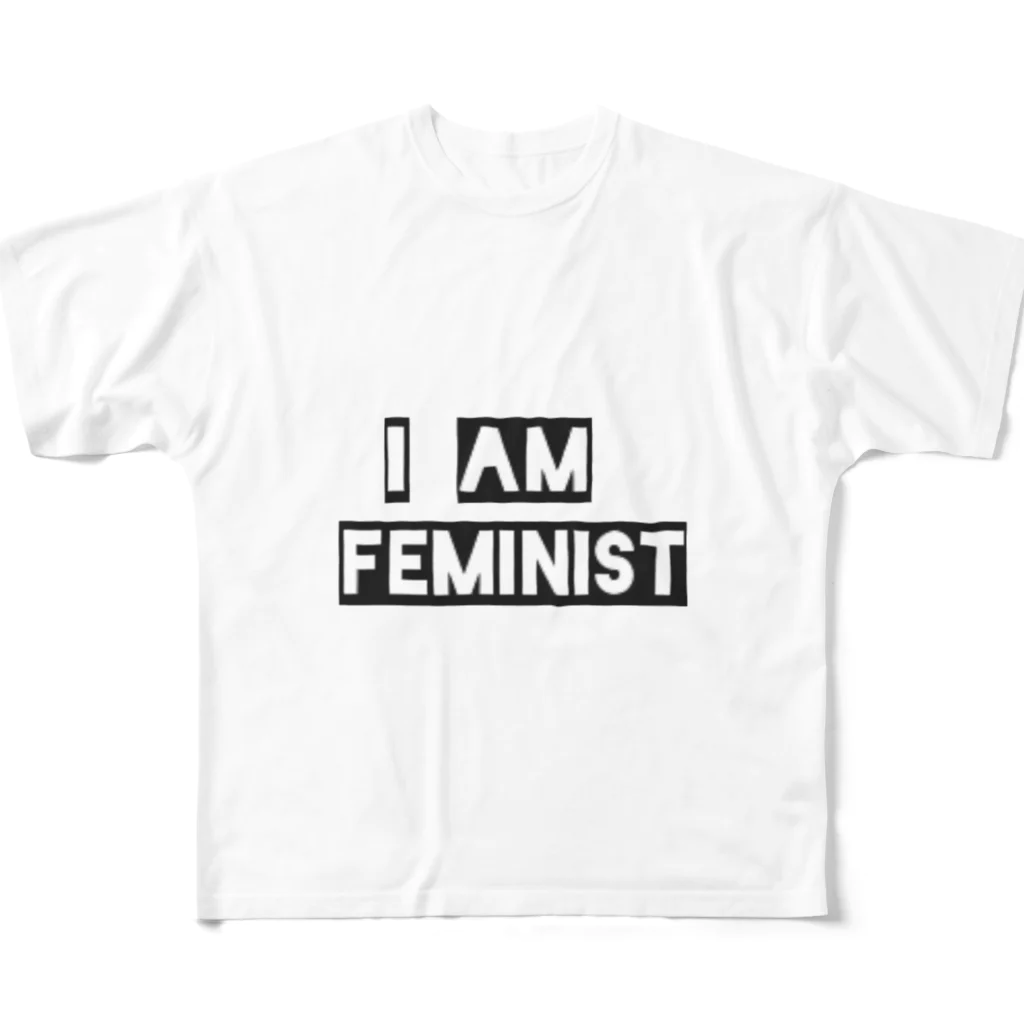 22Oclockのフェミニスト I AM FEMINIST フルグラフィックTシャツ