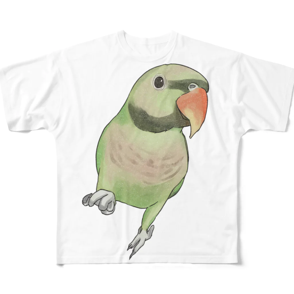 まめるりはことりのご機嫌なダルマインコちゃん【まめるりはことり】 All-Over Print T-Shirt