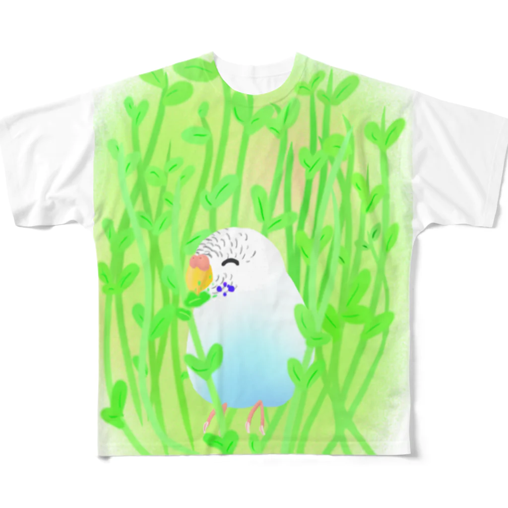 Lily bird（リリーバード）の豆苗まみれのセキセイちゃん All-Over Print T-Shirt