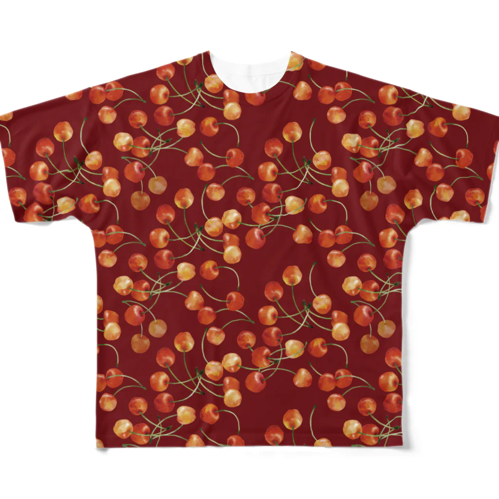 Miho MATSUNO online storeのlovely cherries フルグラフィックTシャツ