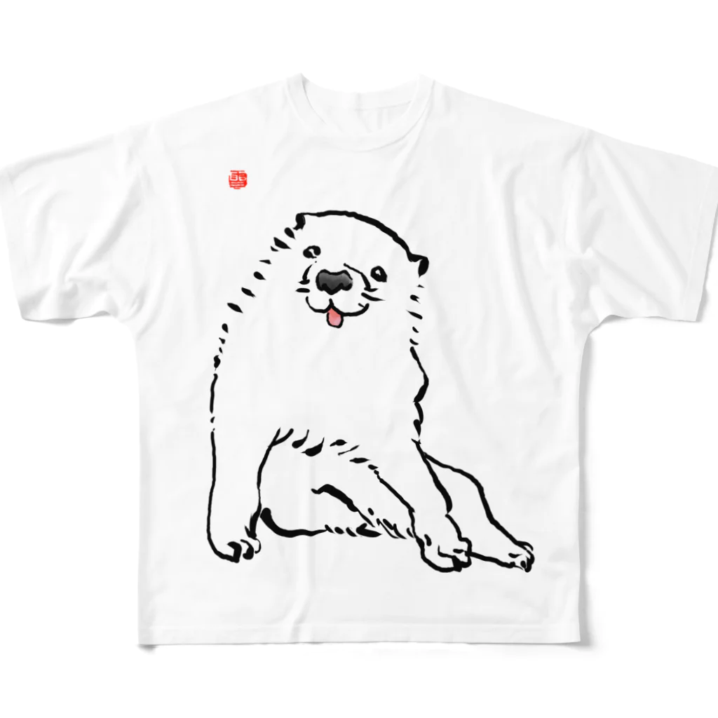 ふくふく商店の長沢芦雪「あの犬」芦雪の落款入り All-Over Print T-Shirt