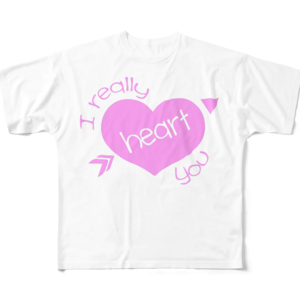 天地海山のi really heart you デザイン フルグラフィックTシャツ