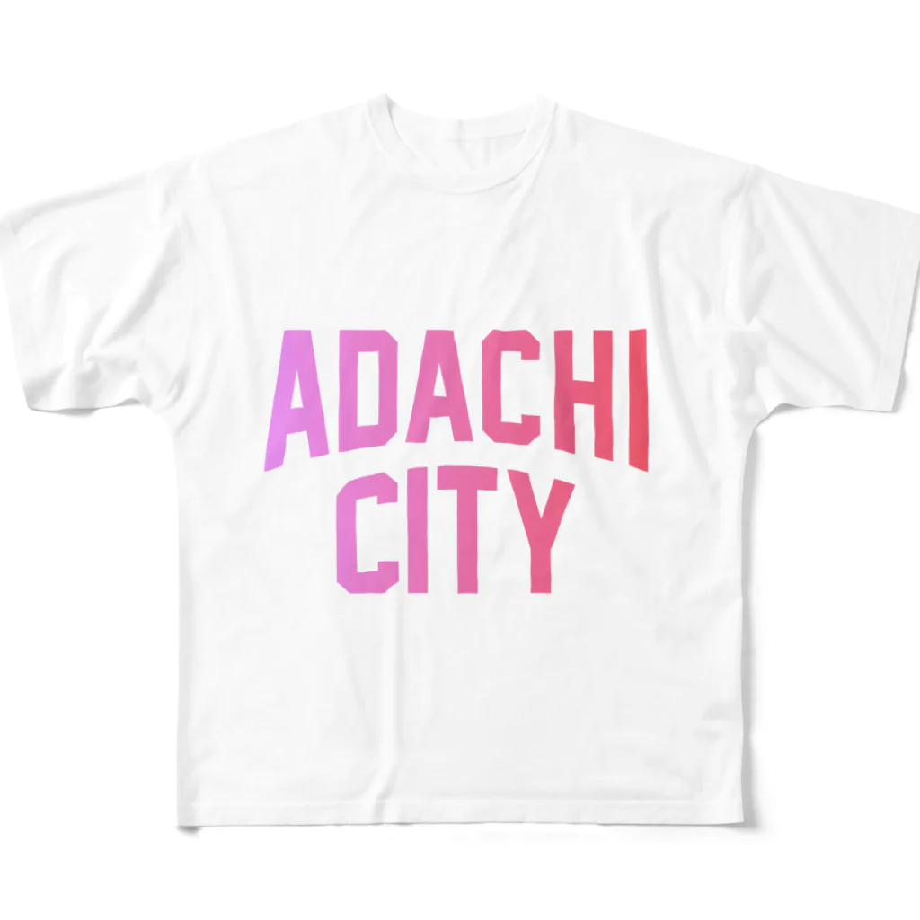 JIMOTOE Wear Local Japanの足立区 ADACHI CITY ロゴピンク フルグラフィックTシャツ