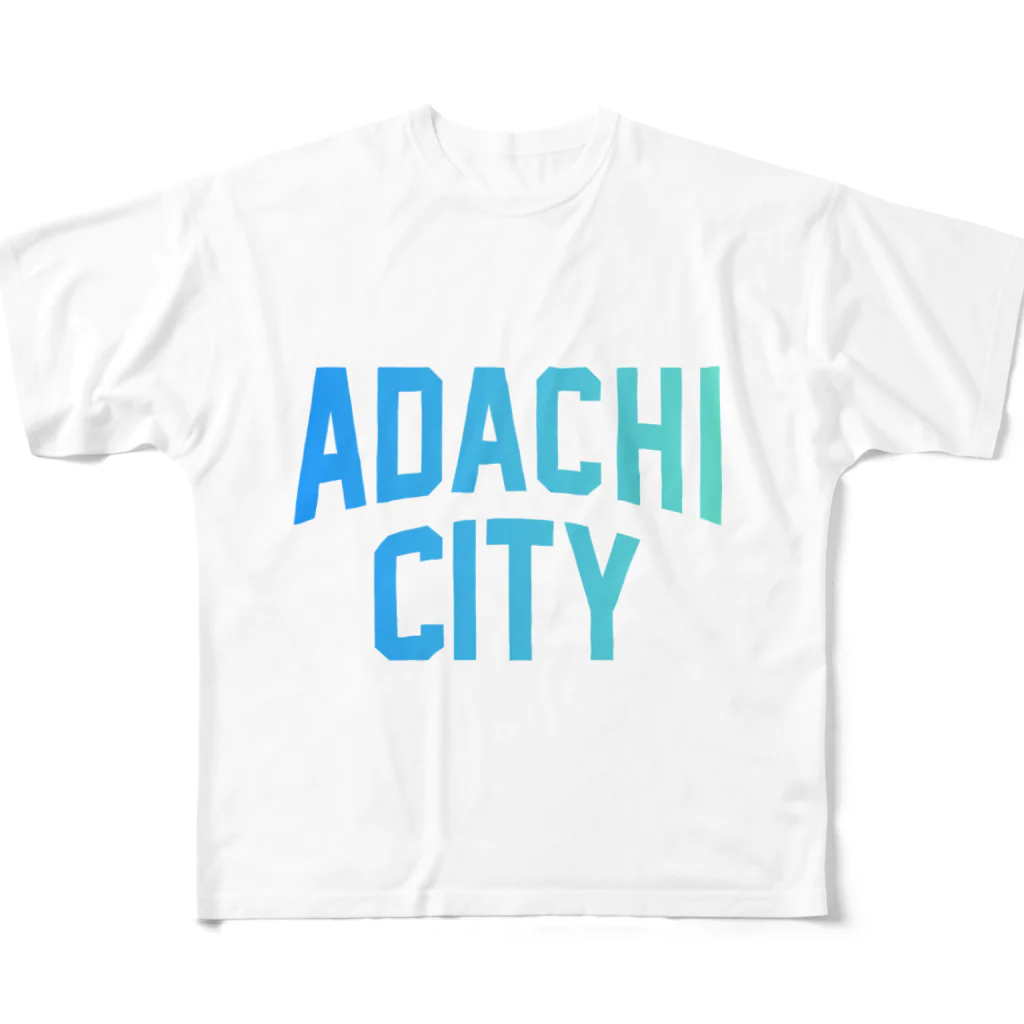 JIMOTOE Wear Local Japanの足立区 ADACHI CITY ロゴブルー フルグラフィックTシャツ